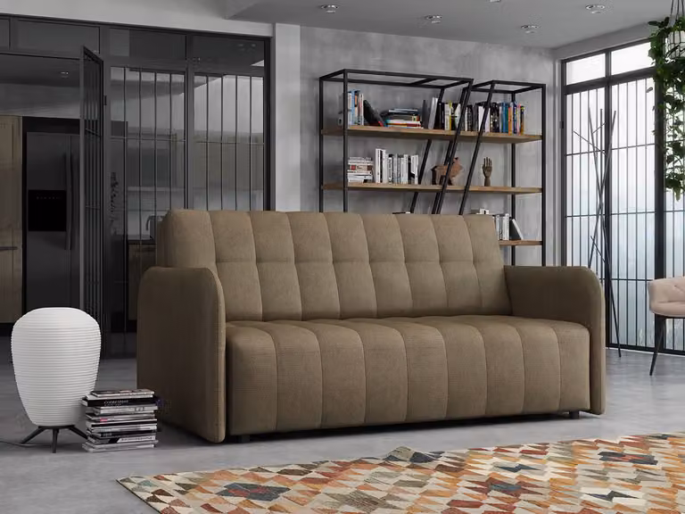 MIRJAN24 Divano letto Viva Grand IV, divano imbottito a 4 posti con cuscini inclusi, con contenitore e funzione letto, divano elegante (colore: Paros 3)