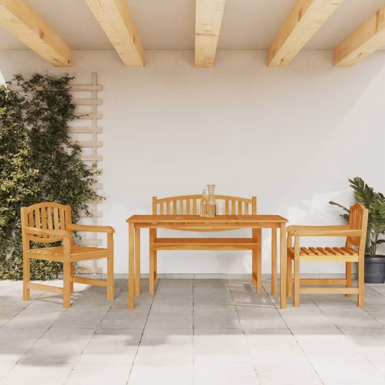 Set da pranzo per giardino vidaXL in legno di teak marrone composto da 4 pezzi