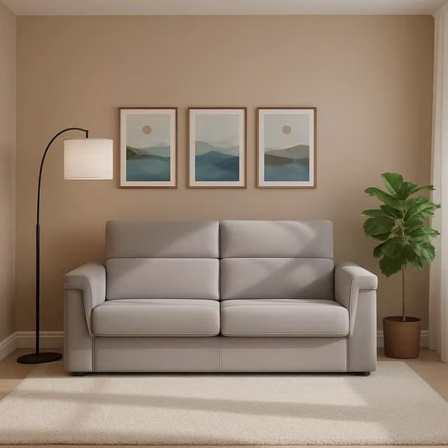 Divano Letto 2 Posti Brusasco DMORA Grigio con Rivestimento Sfoderabile e Struttura in Legno Made in Italy L: 205 cm, P: 95 cm