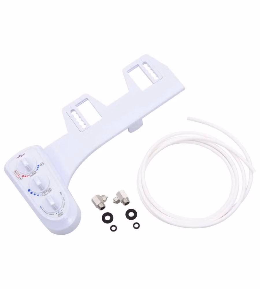 Bidet Accessorio per WC a Doppio Ugello Acqua Calda e Fredda