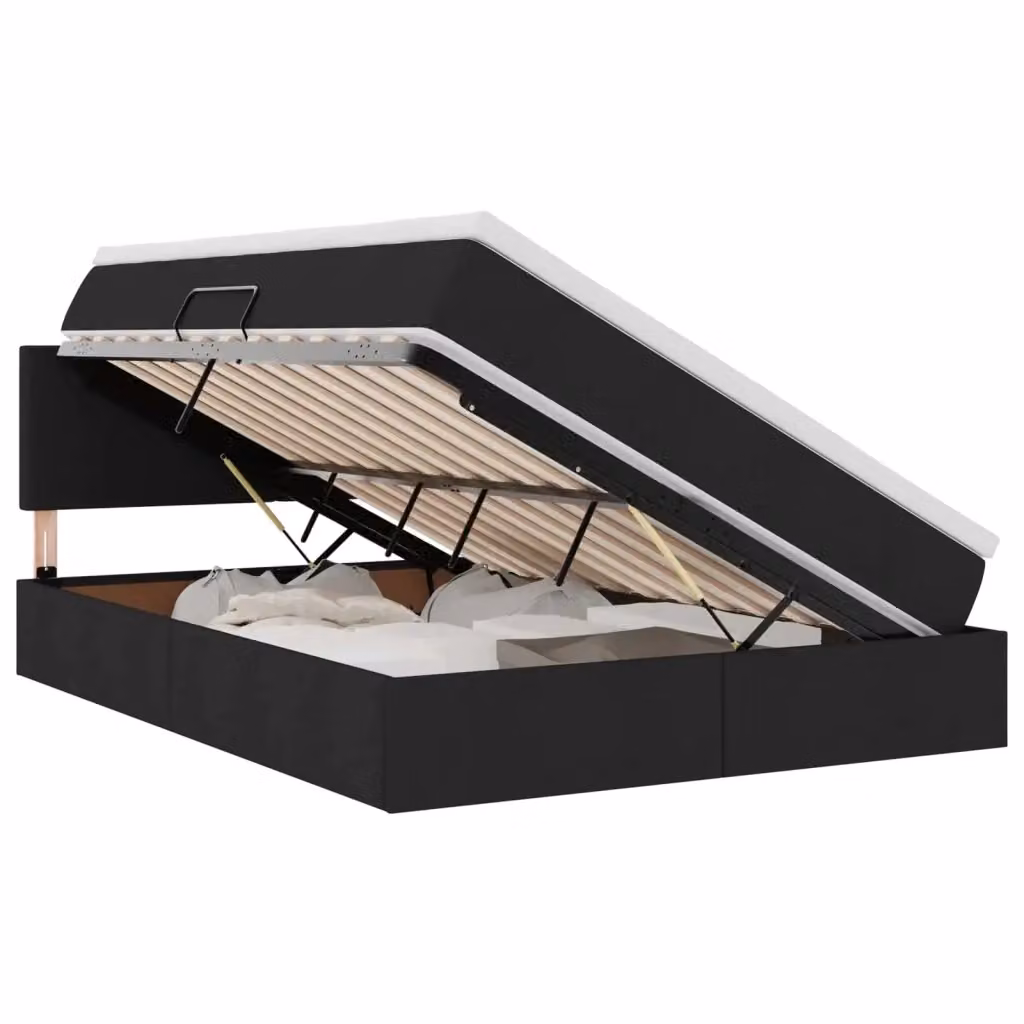 Letto con contenitore vidaXL in tessuto nero con illuminazione LED e porta USB L/P: 140 x 190 cm – 2