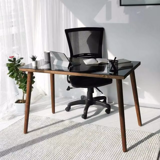 Scrivania DMORA moderna in legno marrone per ufficio e casa, L: 110 cm, P: 60 cm, H: 73 cm – 1