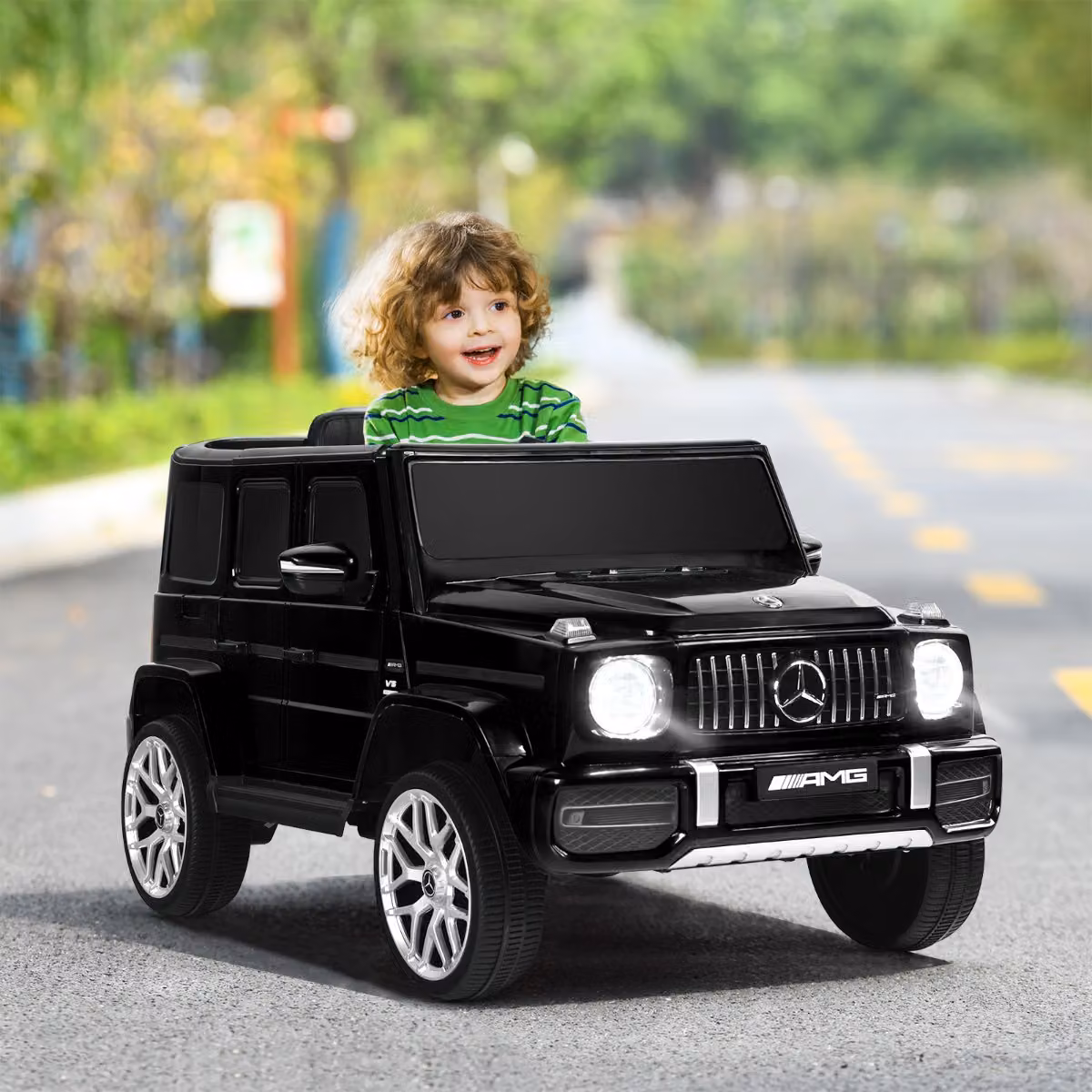Costway Mercedes-Benz G63 auto elettrica per bambini 12V con telecomando e luci, colore nero – 3