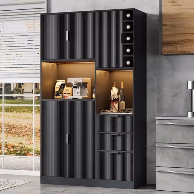 Mobile Cucina Alto con LED, Cassetti e Portabottiglie ¨C MINIMAL ¨C 180x105x40