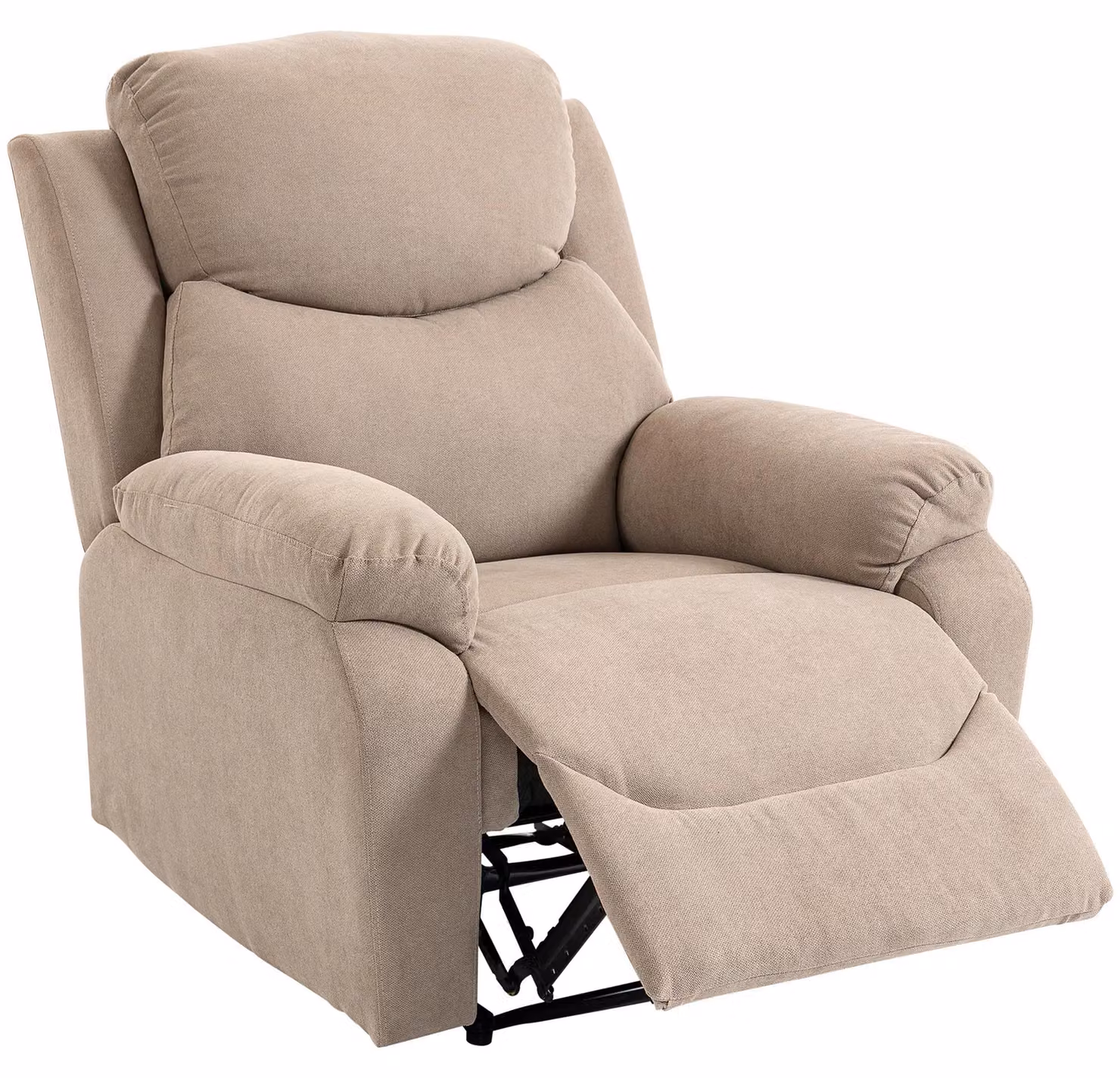 Poltrona relax - Poltrona TV 833-852V02BG - Funzione reclinabile - Imbottita - Rivestimento in tessuto - Struttura in metallo - 85 x 93 x 105 cm - Beige