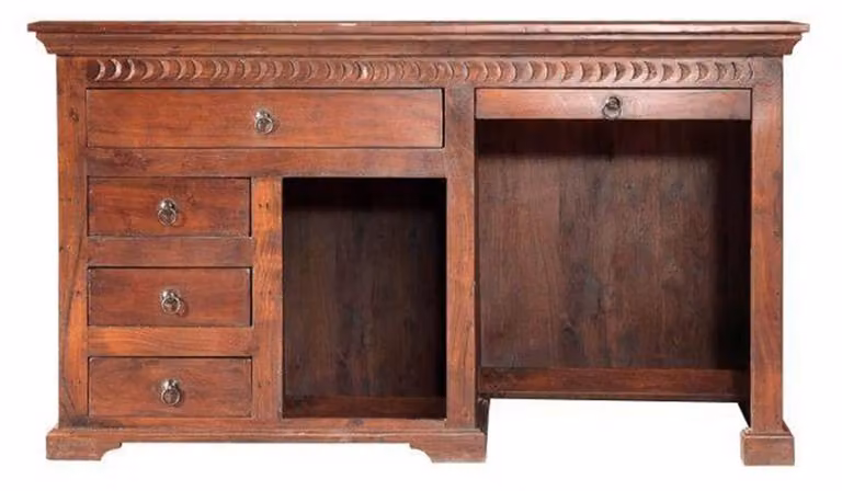 MASSIVMOEBEL24 | scrivania in legno di Acacia 140x64x80 nougat laccato OXFORD #511