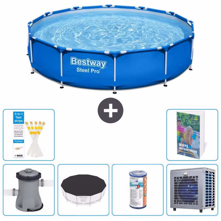 Piscina gonfiabile Bestway Steel Pro, rotonda, dimensioni 366x76 cm, composta da 5 parti, modello S203