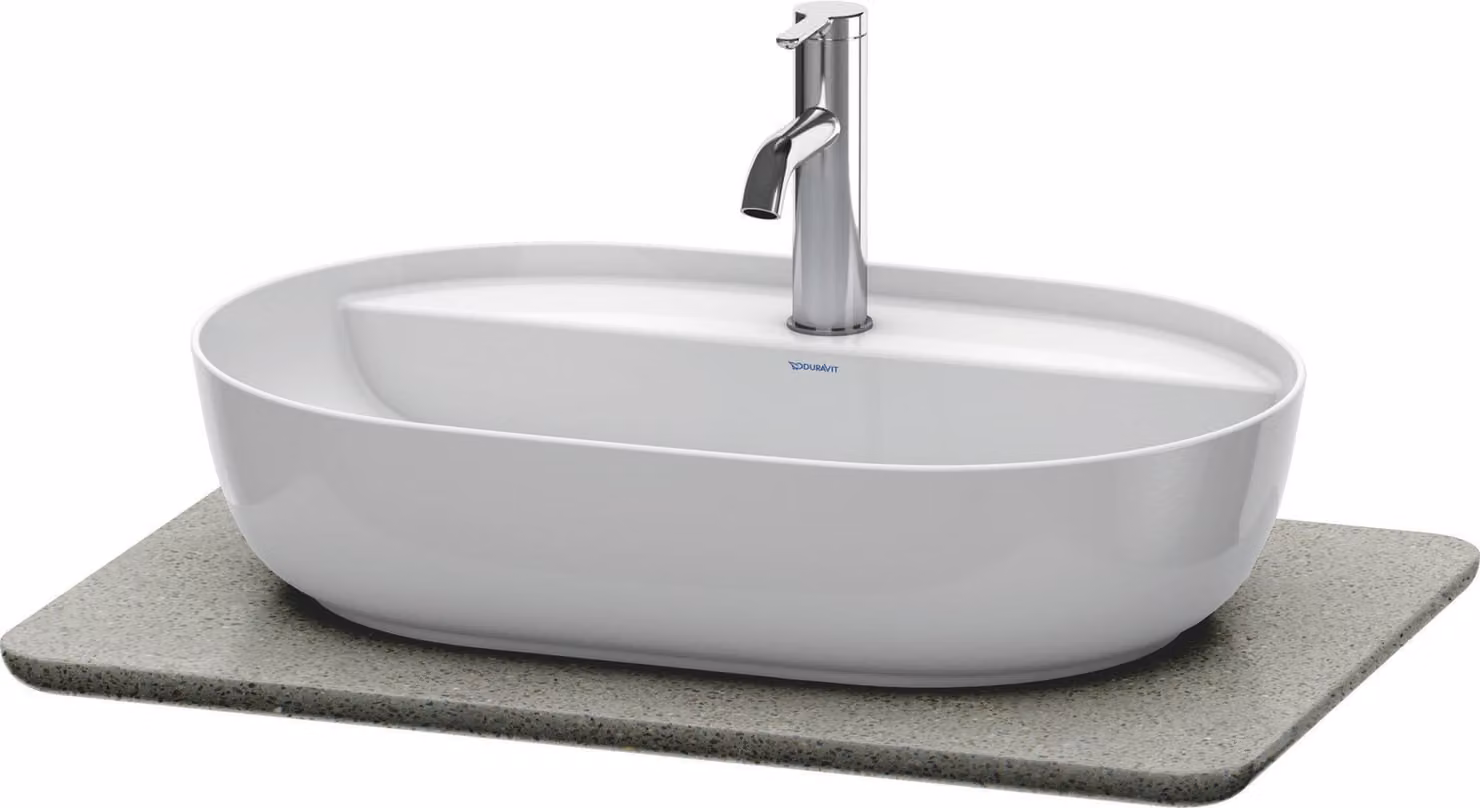 Console en pierre de quartz Duravit Luv LU9465, largeur 688mm, adaptée au meuble sous-lavabo LU9560, LU9565, LU946503333, LU946503333