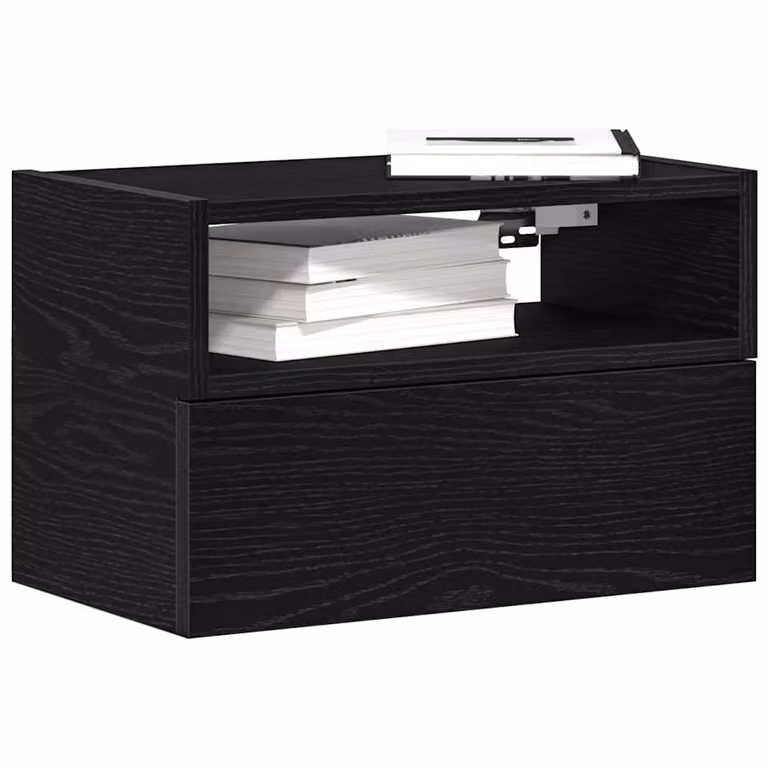 vidaXL Comodino da parete moderno nero L 45 cm, P 26 cm, H 28,5 cm