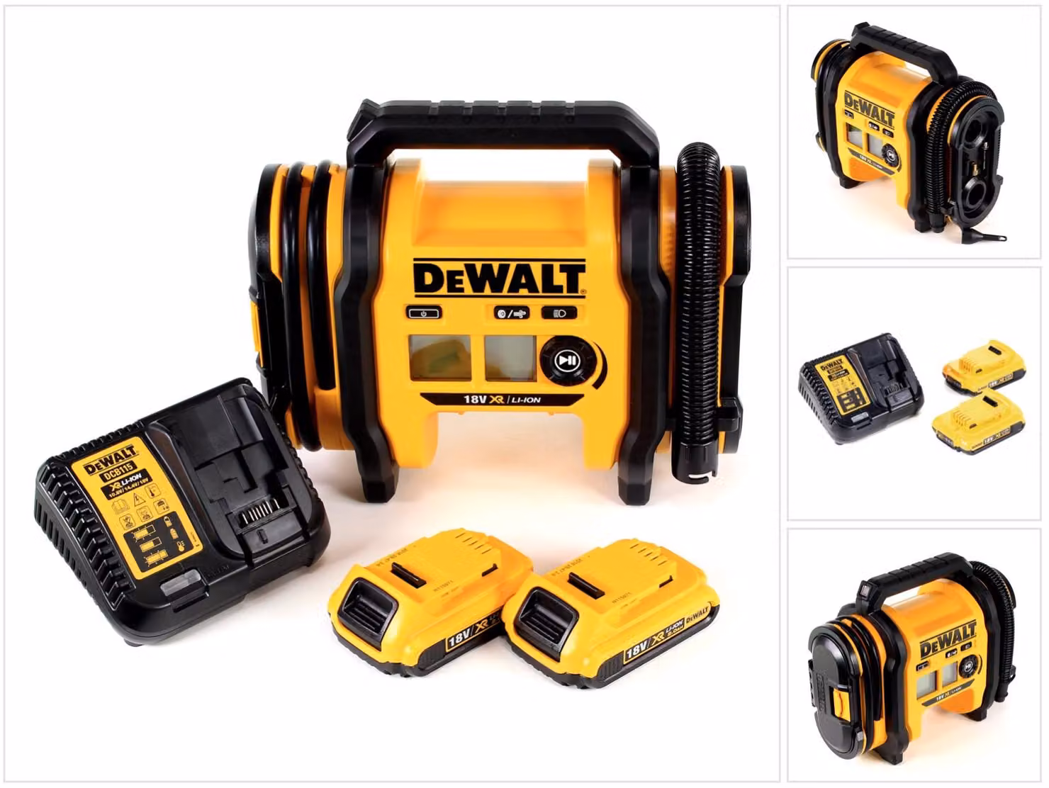 DeWalt DCC 018 D2 Compressore a batteria 11 Bar 18V + 2x Batterie DCB 183 2,0 Ah + Caricabatterie DCB 115
