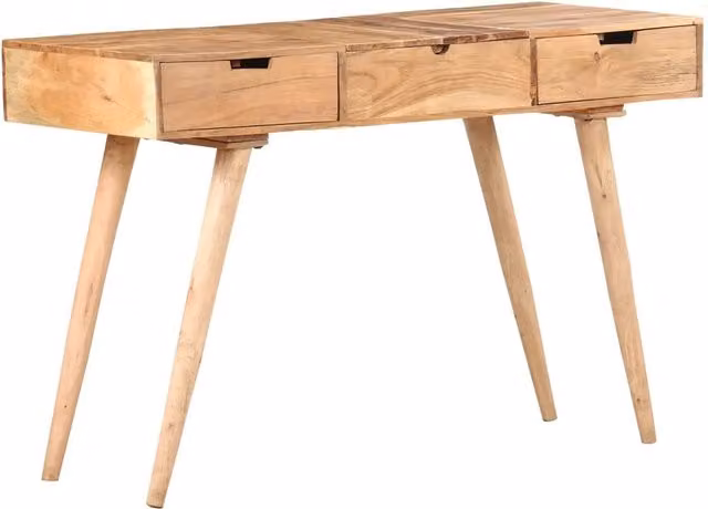 Tavolo da Trucco con Specchio-Tavolo da Vanit¨¤ 112x45x76 cm Massello di Acacia