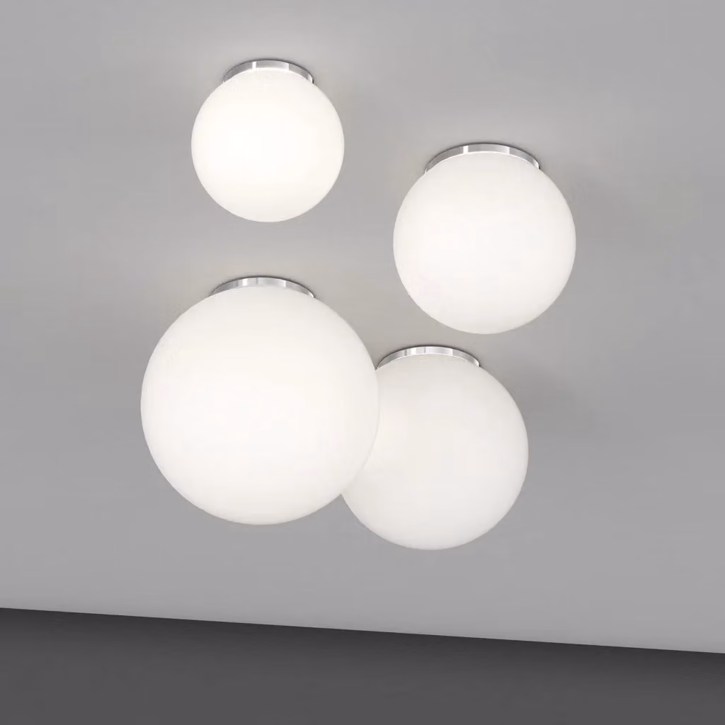 Plafoniera Contemporanea Mars Top Light in Metallo Cromo e Vetro Bianco, Diametro: 35 cm – 2