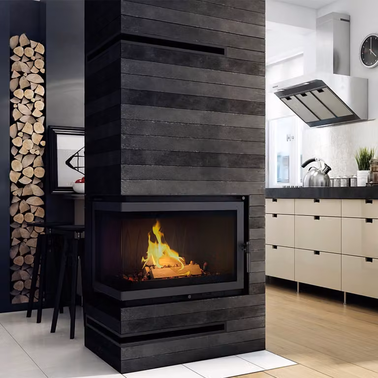 Caminetto in ghisa per legna OLIWIA sinistro 16 kW Ø 200