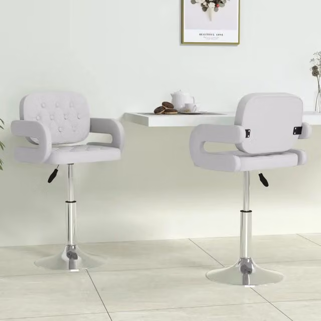 Set di 2 sedie da pranzo girevoli vidaXL in similpelle bianca con braccioli e base in metallo
