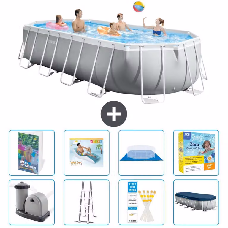 Piscina ovale con struttura Prism - 610x305x122 cm - 7 pezzi - Modello S639
