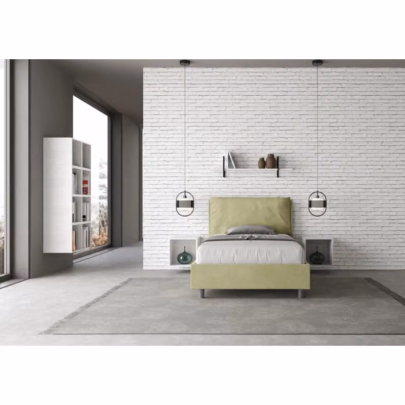 Letto imbottito Ityhome in microfibra verde con rete, L/P/H: 110 x 202 x 125 cm – 2