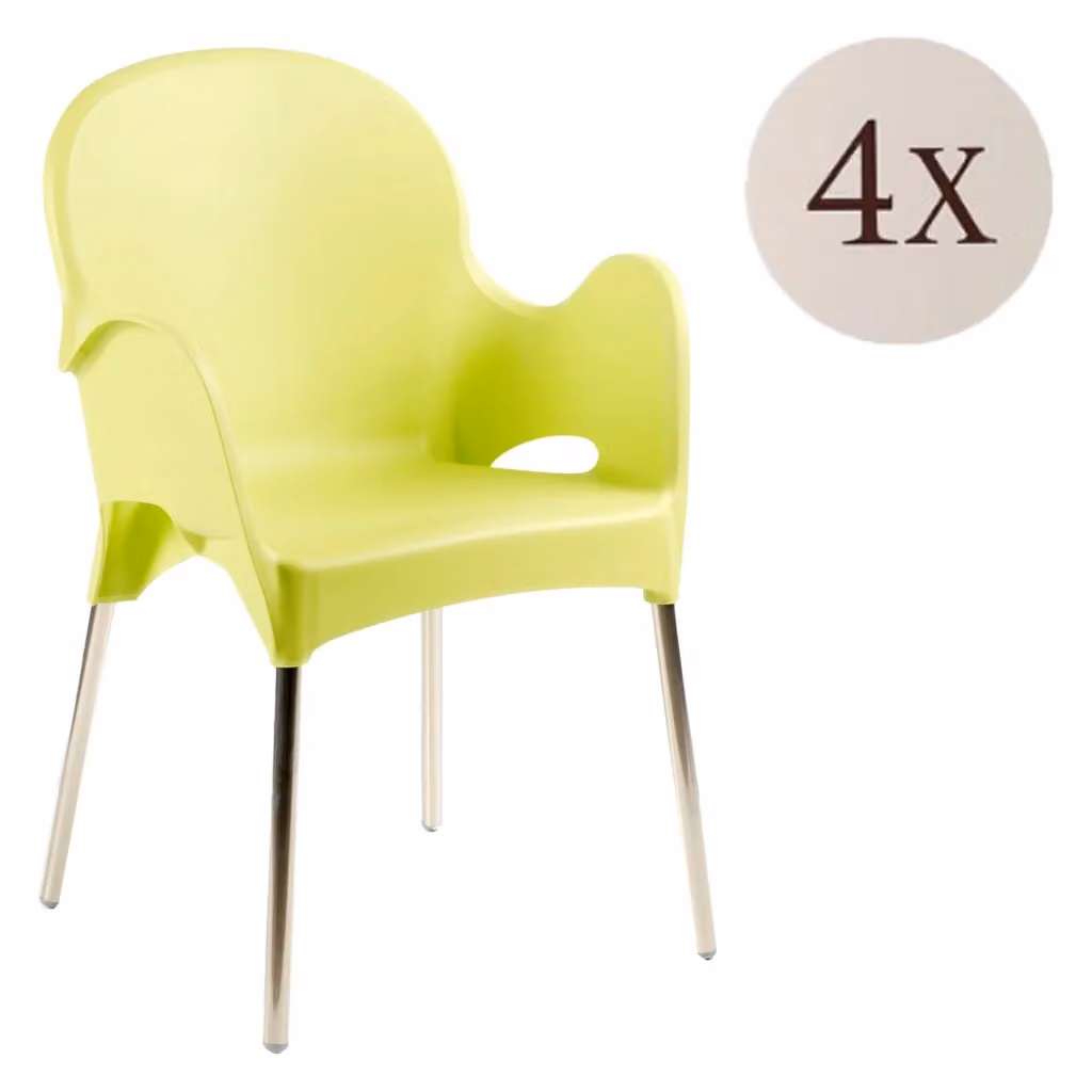 Set di 4 sedie da esterno Raimund DMORA, impilabili con braccioli, colore verde opaco – 2