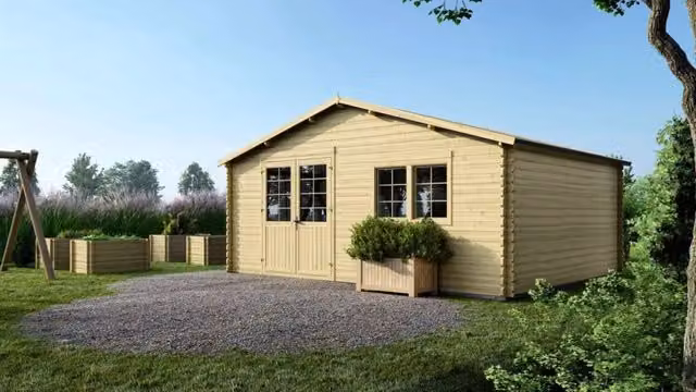 Casetta da giardino in legno ALTANKA modello ALTANKA colore naturale, superficie di 30 m2, dimensioni L: 6 m x P: 5 m, spessore pareti 40 mm – 1