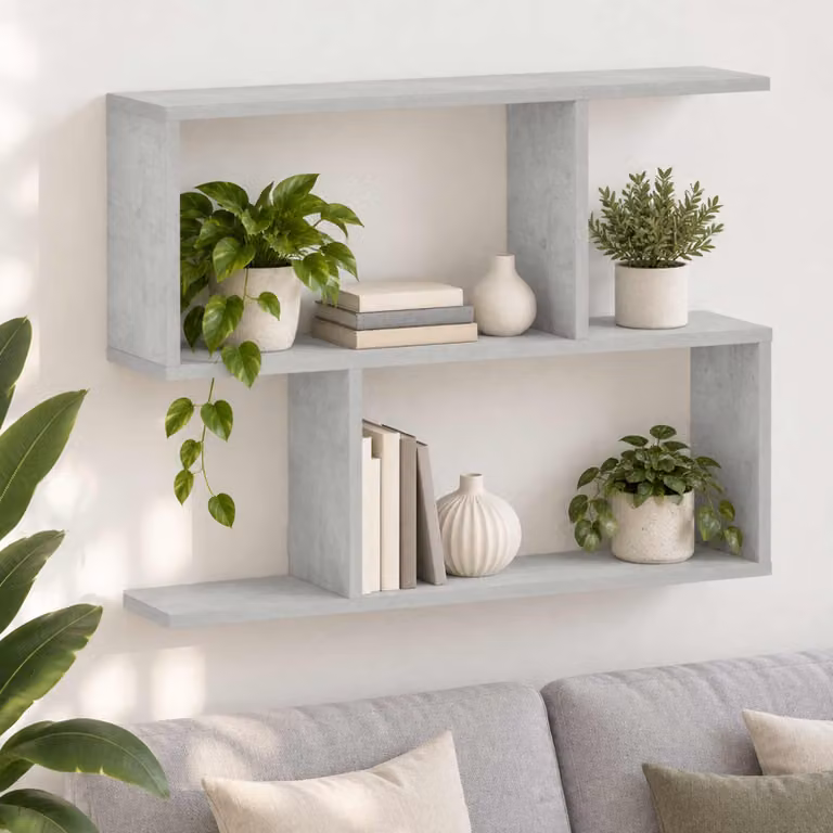 Scaffale da parete vidaXL Grigio, design minimalista in legno e MDF, L: 72 cm, P: 17 cm, H: 55.5 cm