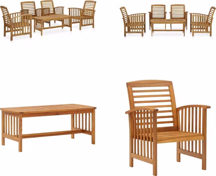 vidaXL set salotto da giardino 5 pezzi in legno massiccio di acacia - Set salotto da giardino - Set salotto da giardino - Mobili da giardino - Set di mobili da giardino