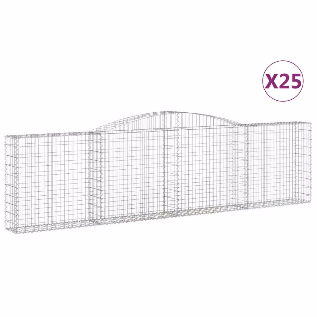 Set di 25 Cesti Gabbioni ad Arco vidaXL in Acciaio Zincato Argento L: 400 cm, P: 30 cm, H: 100-120 cm – 2