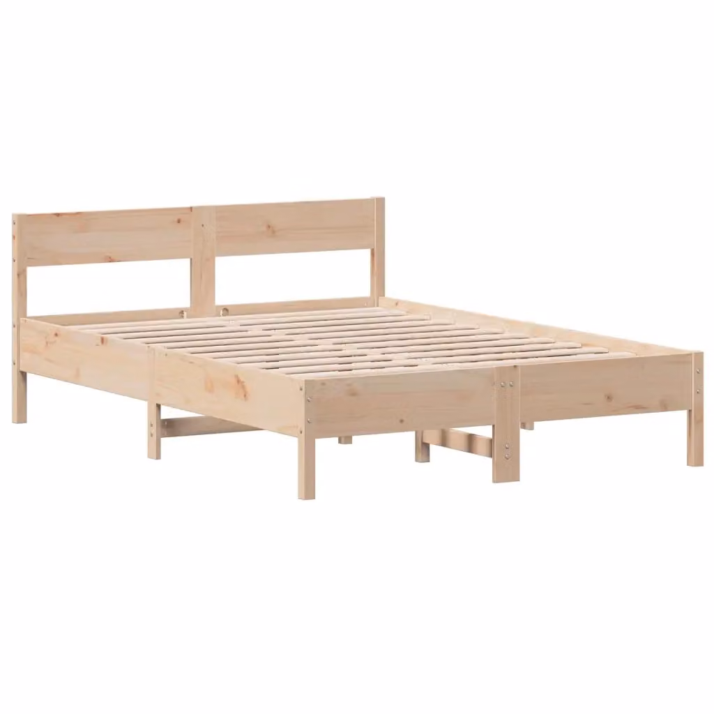 Letto senza materasso in legno massello di pino vidaXL, stile rustico, L/P/H: 150 x 200 x 155,5 cm – 2