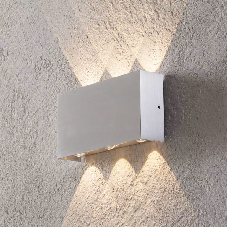 HELL Applique da esterni a LED Stream, Alluminio / Grigio / Zincato, Metallo, Moderno, Applique LED da esterni
