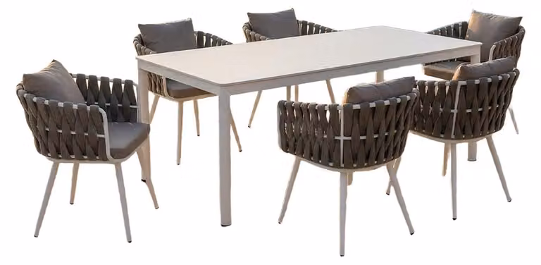 Set di mobili da giardino KAWOLA LUSHA, 7 pezzi, in acciaio grigio scuro