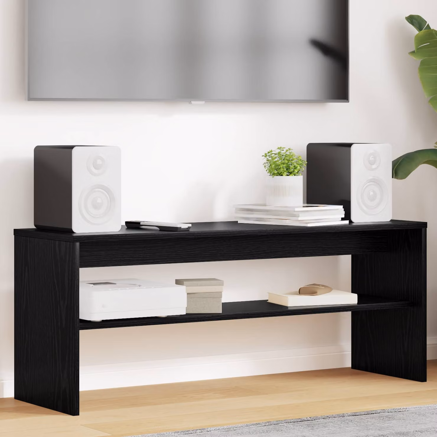 Mobile TV vidaXL moderno in legno ingegnerizzato rovere nero L/P/H: 100 x 30 x 40 cm