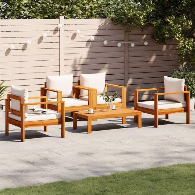Set Divano da Giardino 5 pz con Cuscini Legno Massello Acacia 3214842