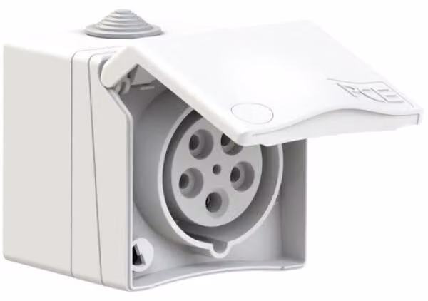 Presa a muro Elso CEE Design, 16A, 5p, 6h, IP44, RAL9016, bianco traffico, 1 pz.