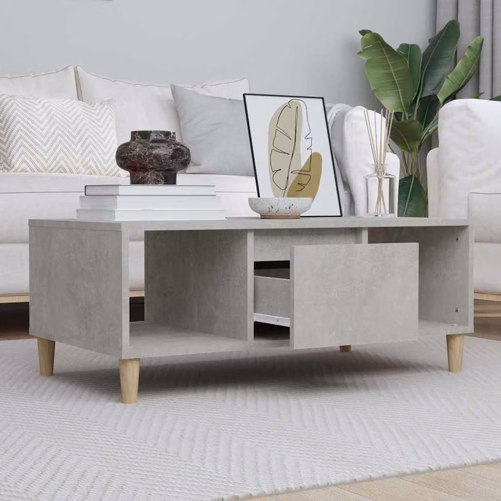 vidaXL Tavolino da salotto moderno in legno e composito, Grigio, L 90 cm x P 50 cm x H 36,5 cm