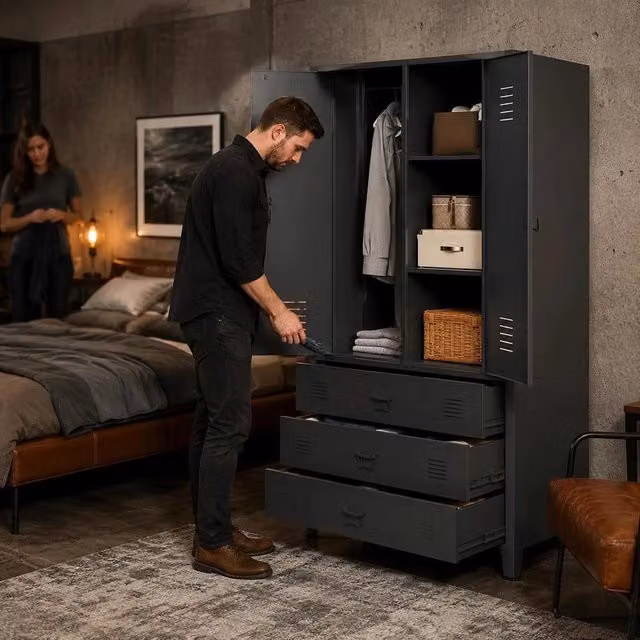 Industrial Wardrobe, Anthracite, 90x50x180 Cm, Metal