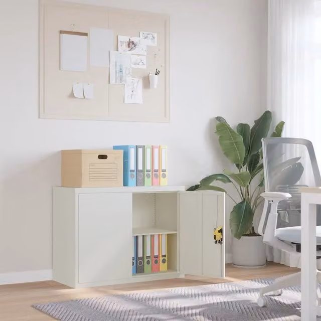 Armadio Classificatore vidaXL in Metallo Grigio con Serratura per Home Office L: 90 cm, P: 40 cm, H: 70 cm