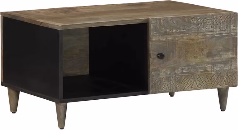 Maison Exclusive - Tavolino da caffè grigio chiaro, 80x50x40 cm, in legno massello di mango
