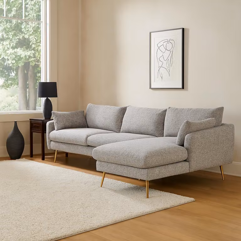 Moderno divano angolare con pouf a destra Stile e comfort per il vostro salotto