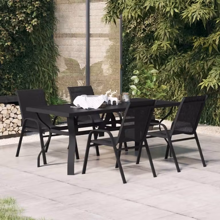Maison Exclusive - Set da pranzo da giardino 5 pezzi nero