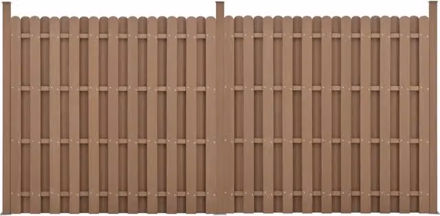 Recinzione in WPC per Giardino Staccionata a Doppia Faccia Steccato Alto 185 cm Lungo 376 cm Marrone NEU.HOLZ