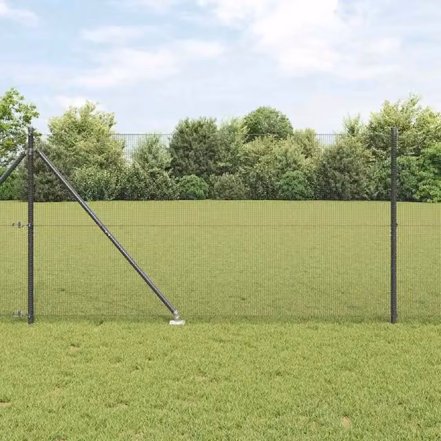 Recinzione in rete saldata con punte vidaXL in acciaio rivestito in PVC Grigio L: 25 m, H: 1,4 m