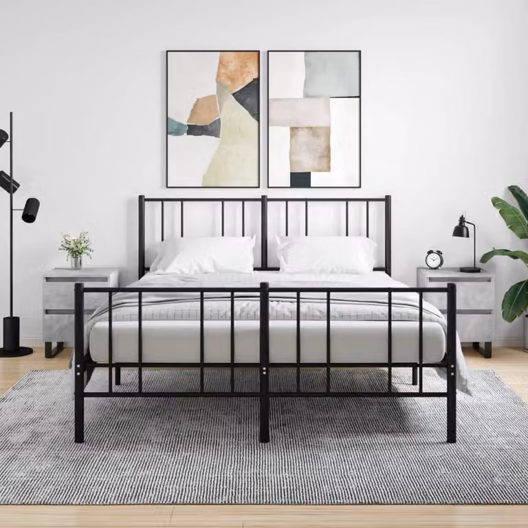 Set di 2 comodini sospesi vidaXL in legno e metallo, colore grigio cemento, L 40 cm x P 35 cm x H 50 cm