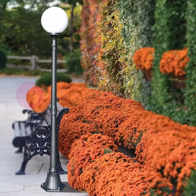 ORIONE ANTRACITE Lampione h. 172 per Esterno Giardino con sfera globo policarbonato d.25 GARDENLIGHT