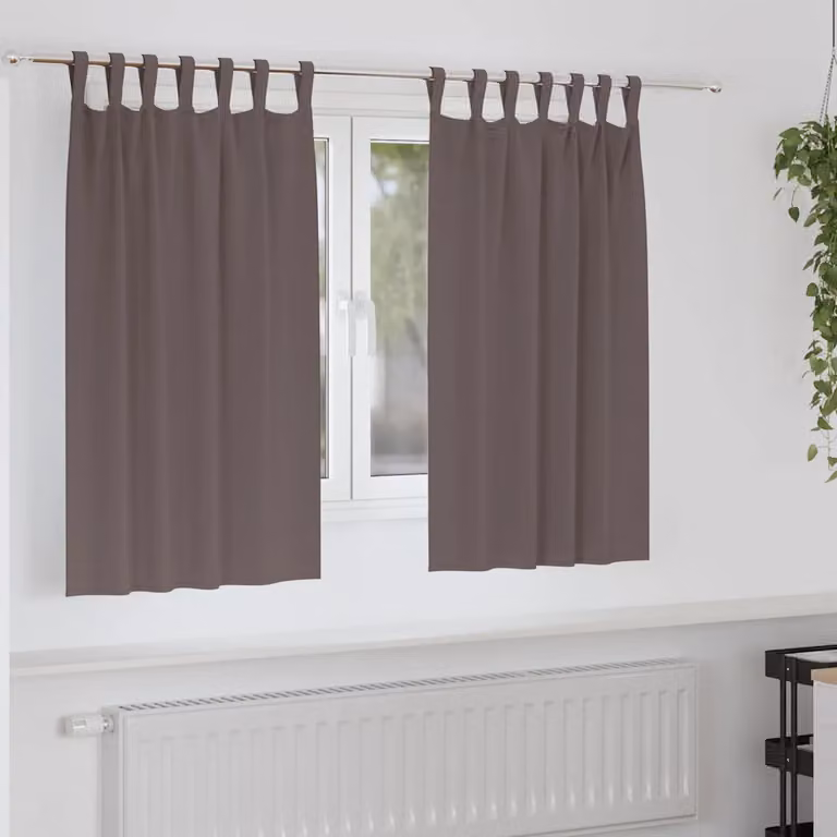 Set di 2 tende blackout vidaXL con anelli in poliestere, colore marrone, L 140 cm x H 140 cm