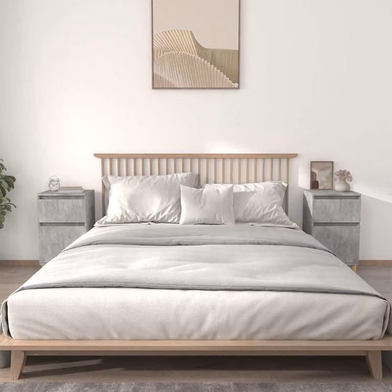 Set di 2 comodini moderni vidaXL in legno MDF colore grigio, L 40 cm x P 35 cm x H 70 cm