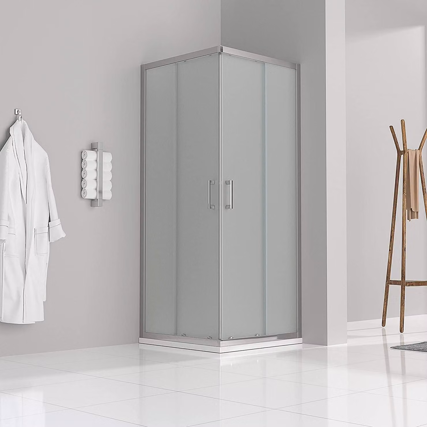 Cabina doccia con porta scorrevole i-flair 70x80x180 cm in vetro di sicurezza satinato da 6 mm - DK77