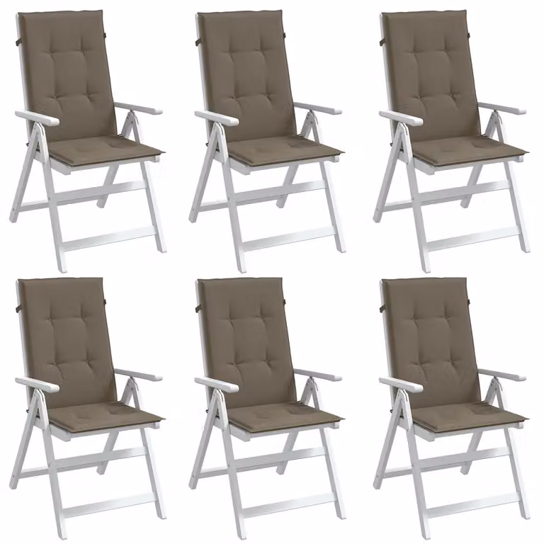 Set di 6 cuscini per schienale di sedia vidaXL in tessuto resistente ai raggi UV e antiscivolo, colore Tortora Mélange, L 120 cm x P 50 cm x H 4 cm