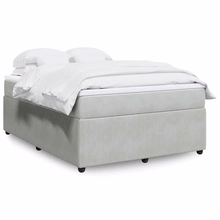 vidaXL Giroletto a Molle con Materasso in Velluto Grigio Chiaro L/P/H: 140 x 190 cm
