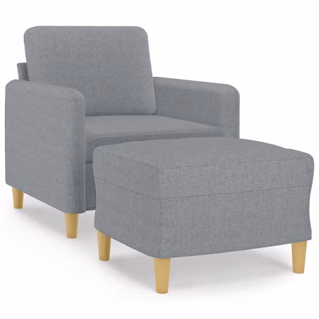 Poltrona | Sedia Relax con Poggiapiedi Grigio Chiaro 60 cm in Tessuto