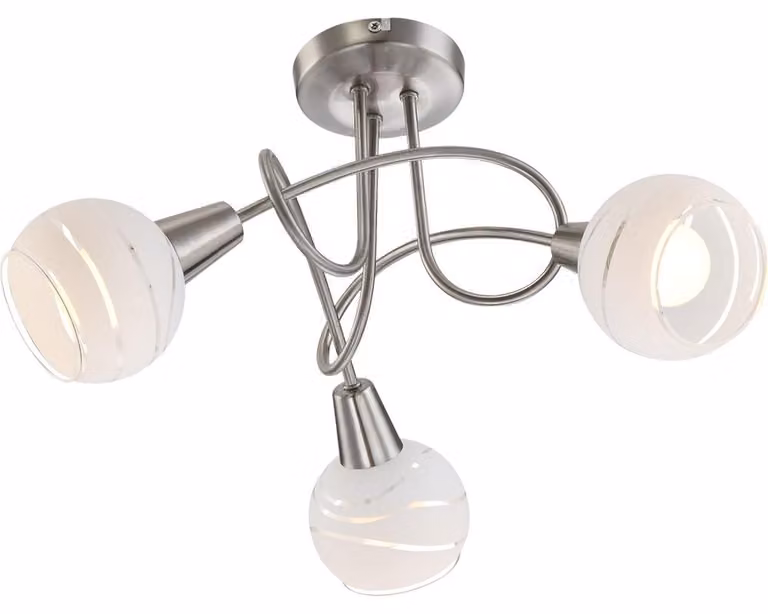Plafoniera LED, a 3 fiamme, in vetro decorato, D 39 cm
