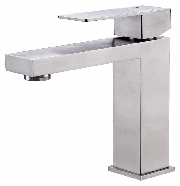 Rubinetto da bagno, monocomando, acciaio inossidabile, argento, con aeratore