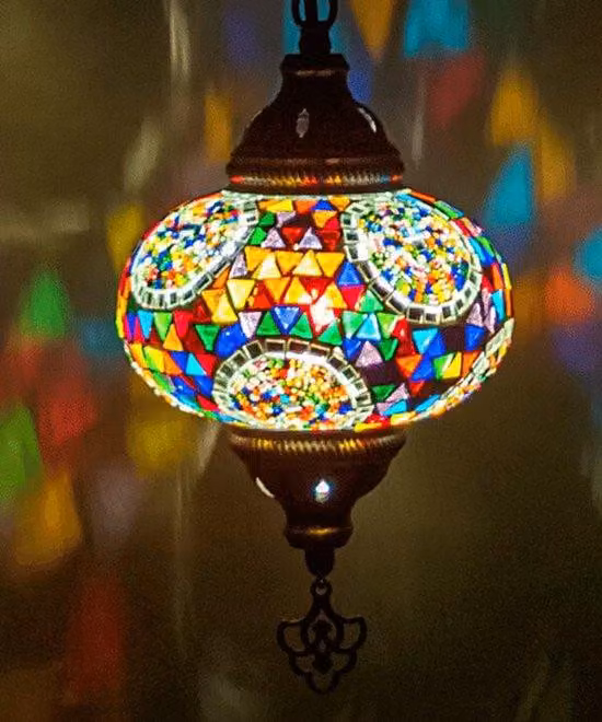 Lampada a sospensione Mozaïek - Lampada orientale turca fatta a mano - Ø 15 cm, altezza 53 cm - Autentica e colorata